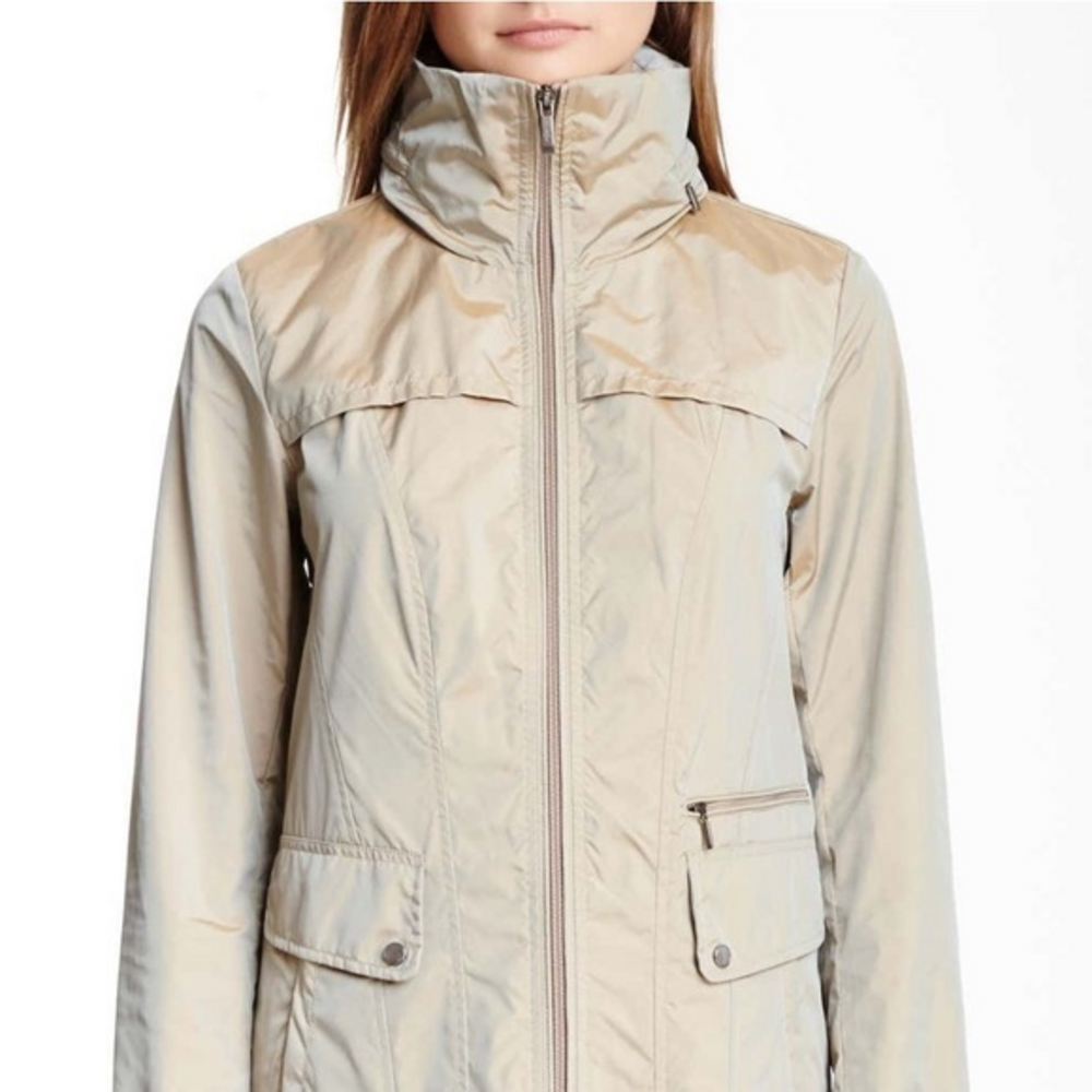 Cole Haan Topaz Shimmer Packable Raincoat Windbreaker Anorak‎ Jacket Coat